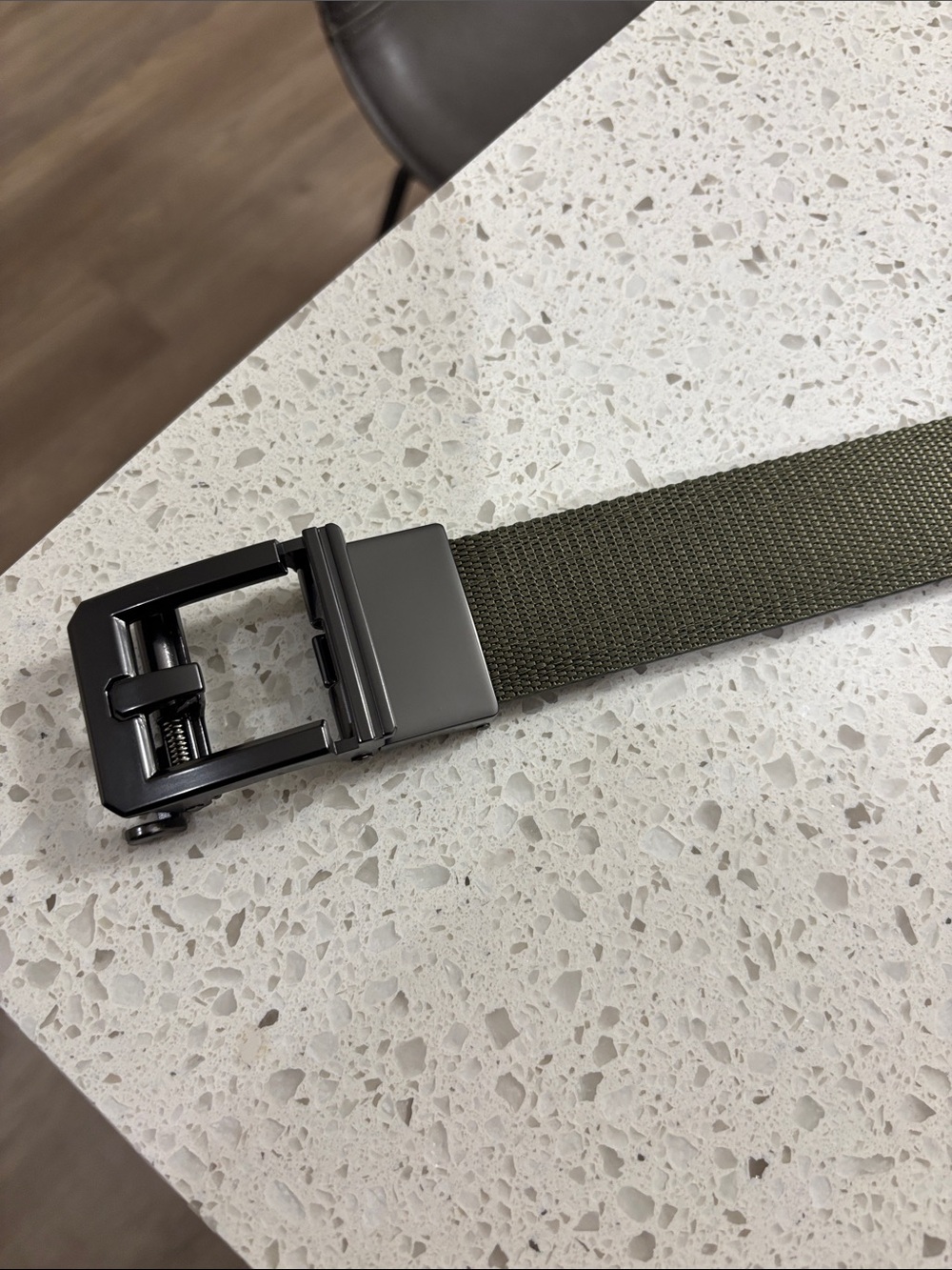 Men's Olive Webbing Belt with Gunmetal Slide Buckle